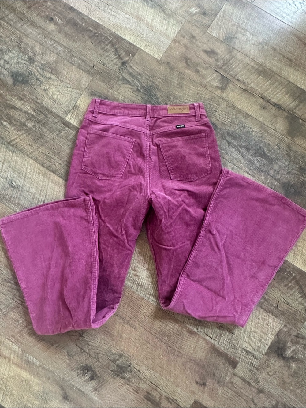 Wrangler High Rise Fierce Flare Corduroy Pants berry fuschia jeans